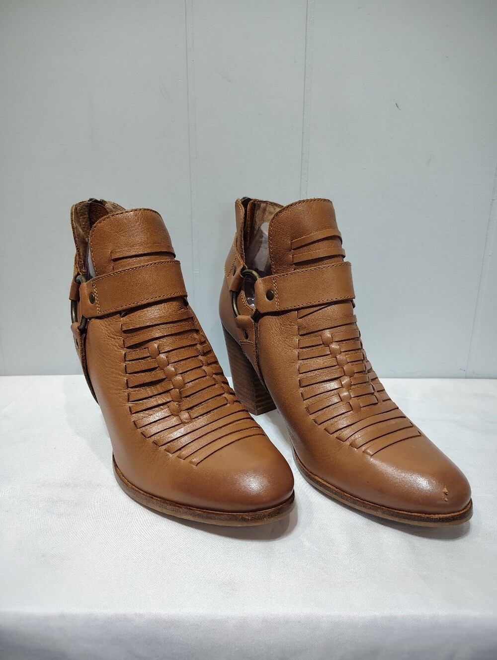 Seychelles Impossible Harness Booties Woven Cutout Block Heel Boots Size 8.5